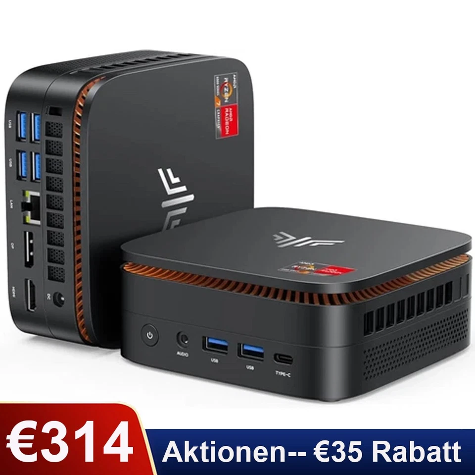 NiPoGi E3B Mini PC AMD Ryzen 7 5825U 32GB DDR4 512GB SSD WiFi6 BT Windows 11 Pro