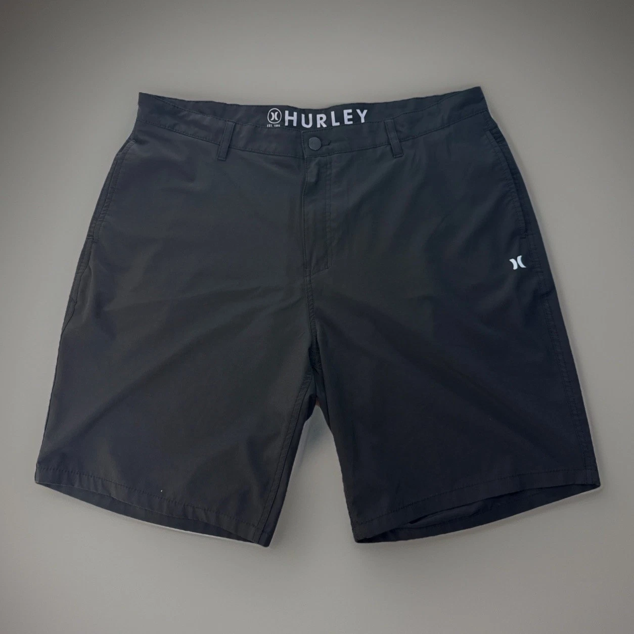 Hurley Mens Hybrid Walk Beach Shorts Black Quick Dry Stretch Reflective Size 40