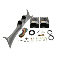 GlowShift Gray Dual Pod w Boost & Trans Temp Gauges for 99-07 Ford Super Duty