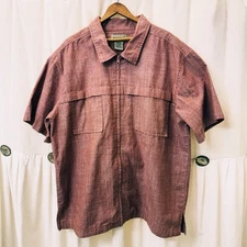 Scandia Woods Zip Front Shirt Men’s Size XL Retro Cotton Blend Red Outdoor