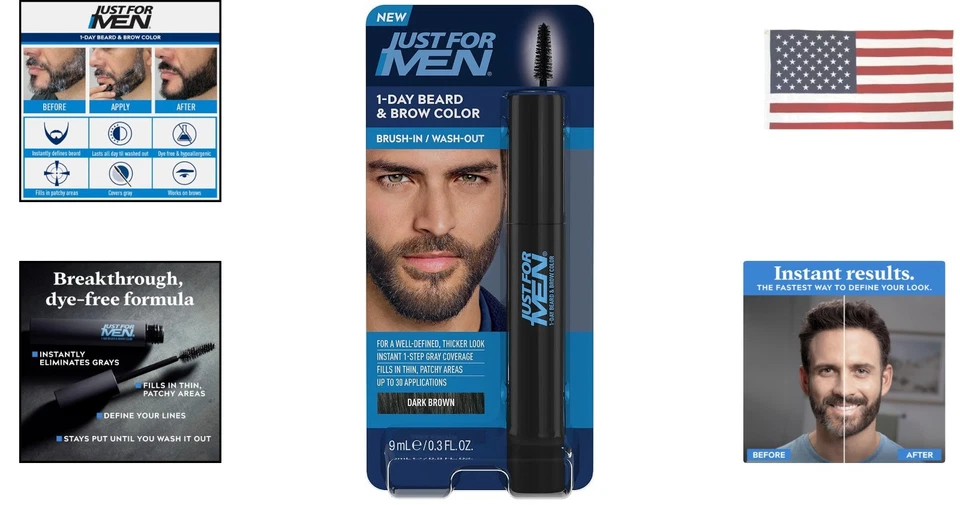 1x Color de barba y cejas de 1 día - MARRÓN OSCURO - Cepillado/lavado temporal, hasta... Foto 2 de 4