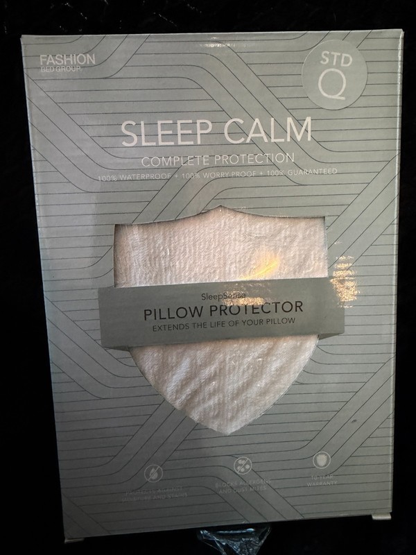 Sleep Calm Waterproof Pillow Protector Standard Queen New Sealed Allergy Proof
