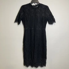 Lulus Dress Sz M Womens Black Lace Overlay Short Sleeve Whimsigoth Whitchy Fairy