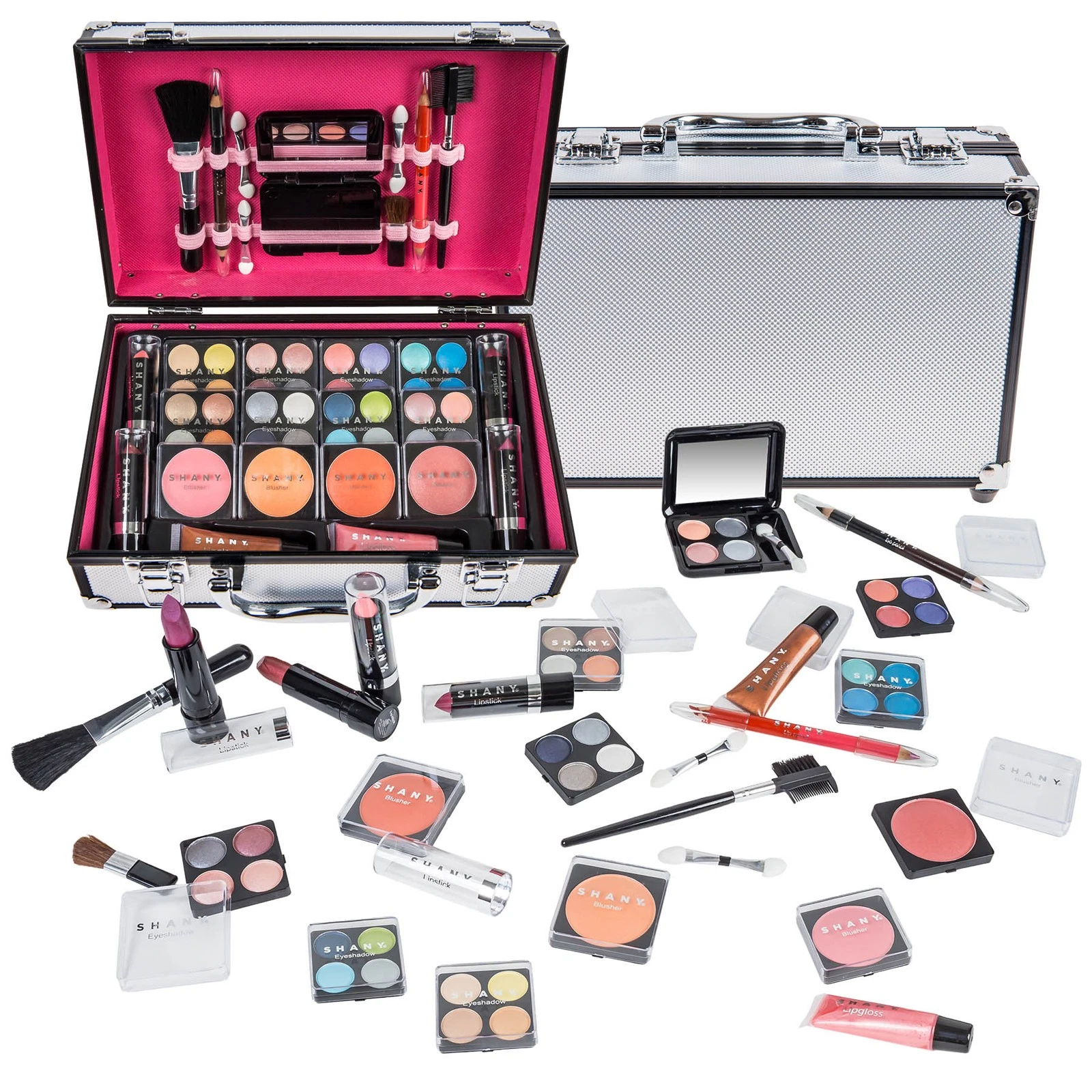 SHANY Carry All Makeup Train Case with Pro Makeup, Reusable Aluminum Train Case