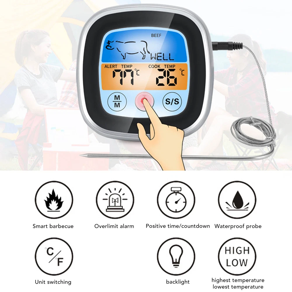 Digital Meat Thermometer LED Display Accurate Reading Meat Temperature Gauge