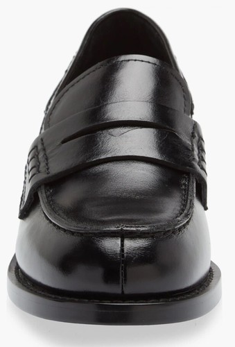 Jeffrey Campbell Women's Black Leather Colleague Penny Loafers Sz 8.5 $150 - Picture 5 of 17