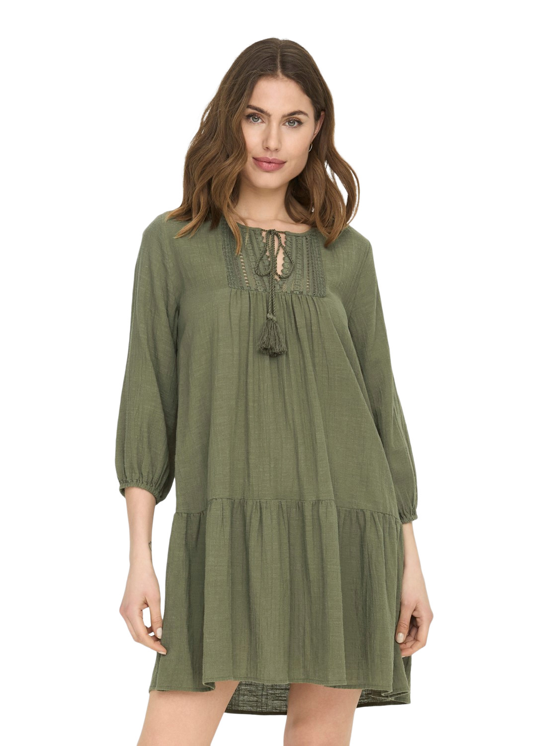 Vestido de Mujer ONLVINNIE LIFE - Regular Fit XS S M L XL Blanco Verde Algodón