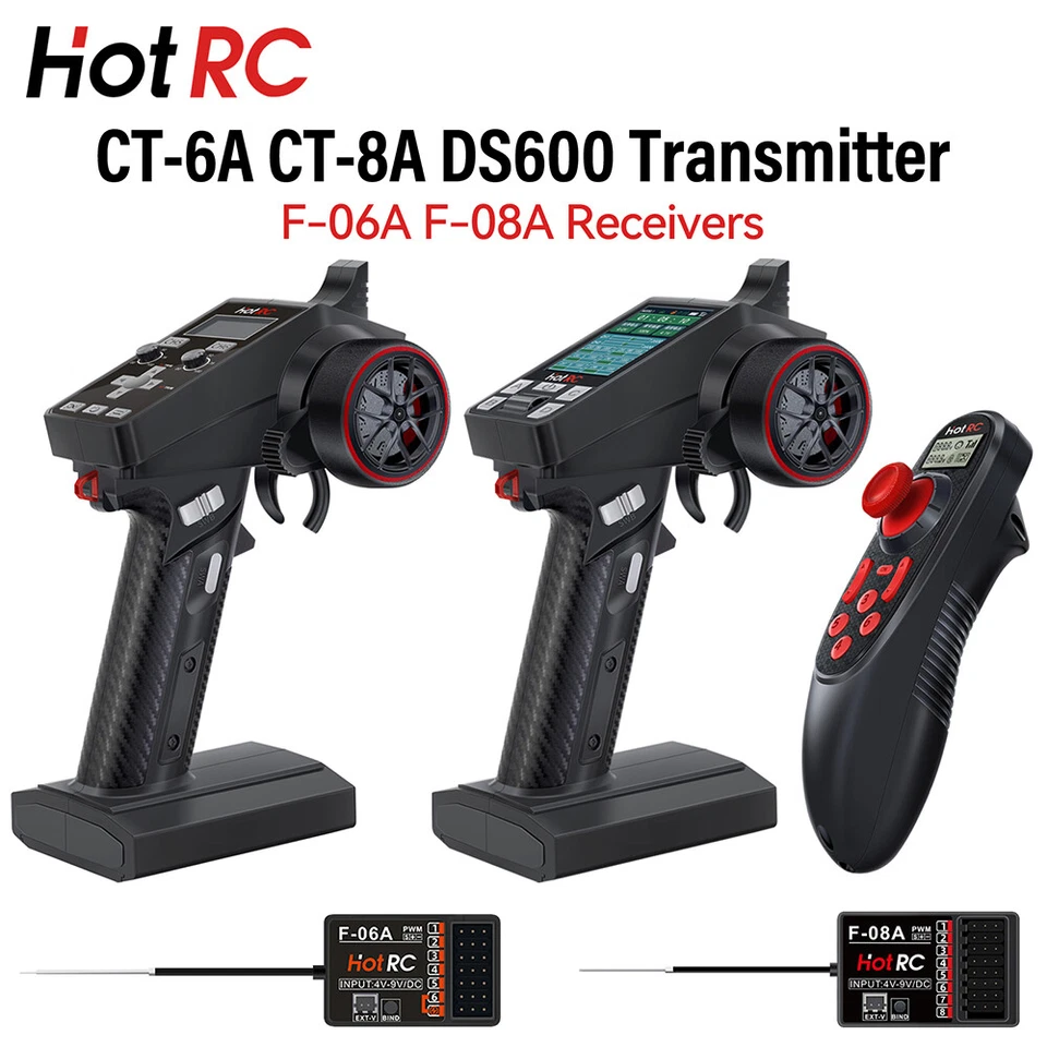 HotRC CT-6A/8A DS600 6CH 8CH 2.4G Transmitter Receiver Radio for RC Car Boat - Image 3 of 4