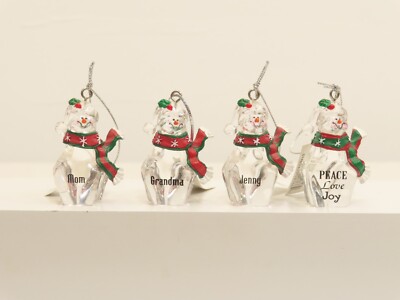 Ganz Lot of 4 Holiday Snowmen - ''Mom'' ''Grandma'' ''Jenny'' ''Peace Love Joy'' LN 6776