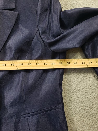 Le Suit Blazer Pants Set Women's 10 Blue One Button Jacket Professional Stretch - Picture 6 of 20