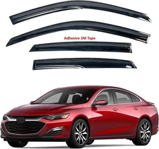 Window Visors Rain Guards Wavy Mugen Style Fit Chevy Malibu Sedan 3D 2016-2024