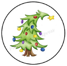 WHIMSICAL CHRISTMAS TREE ENVELOPE SEALS LABELS STICKERS PARTY FAVORS