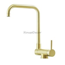 Brushed Gold Kitchen Sink Tap for Hot Cold Vessel Faucet Foldable Small Space