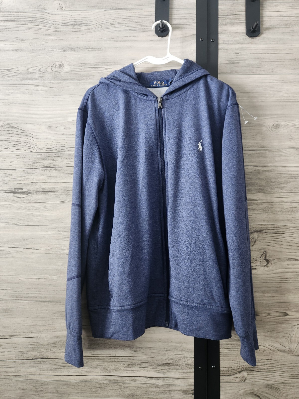 Ralph Lauren Polo Blu Bianco Pony Uomo Felpa con Cappuccio e Zip Intera Giacca M