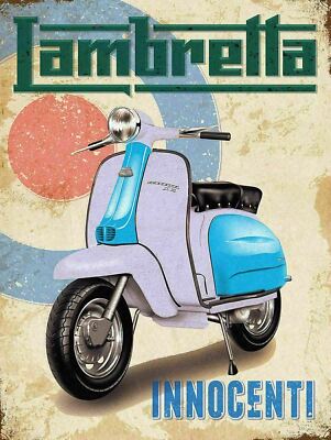 LAMBRETTA ROLLER, Retro Vintage Stil Blechschild/Plakette Mann Höhle Schuppen Bar Kneipe