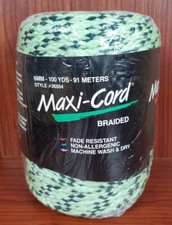 Maxi-Cord Braided Polypropylene 6mm 100YDS 91 Meters Green/green Macrame