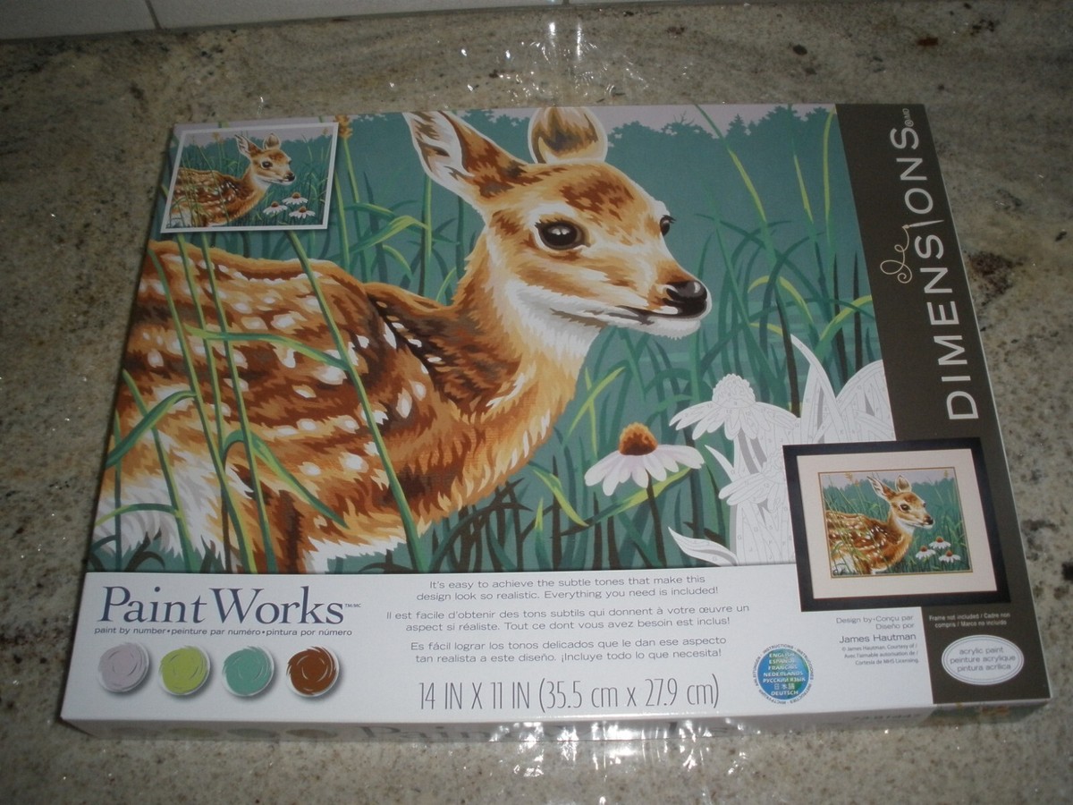 NEW Dimensions Paint by Number Set FAWN AND FLOWERS #73-91447 | eBay