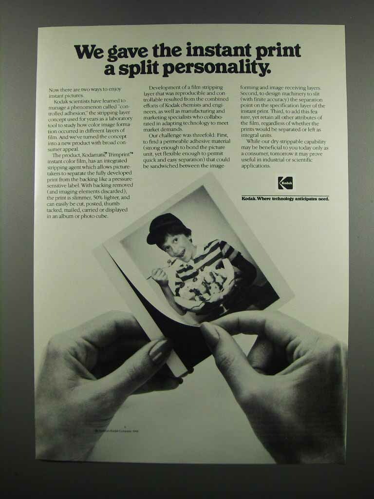 1983 Kodak Kodamatic Trimprint Instant Color Film Ad