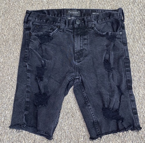 mens pacsun destroyed black jean shorts 