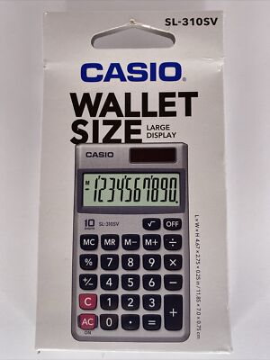 Casio Electronic Wallet Size Calculator SL310SV Solar with Battery Back-up
