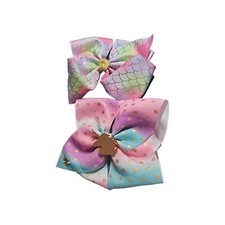 TWO BIG BOWS, oversized Unicorn Bow And Multicolor Pastel Pink, Hair Girls