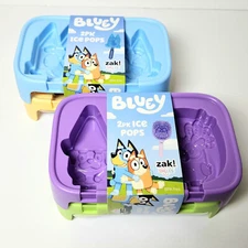 Zak Designs Bluey Ice Pop Molds 4pk NIP Makes 8 Pops Stackable Freezer Trays