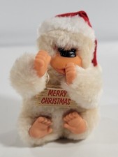 Vintage 1980's Baby Gonga Merry Christmas Plush Thumb Sucking Monkey Toy EUC