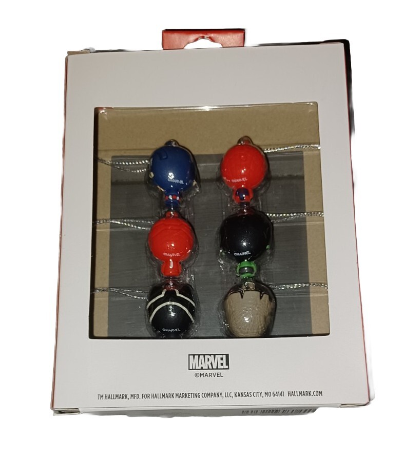 Hallmark MARVEL 6 Piece Mini Christmas Tree Ornament Set SPIDERMAN