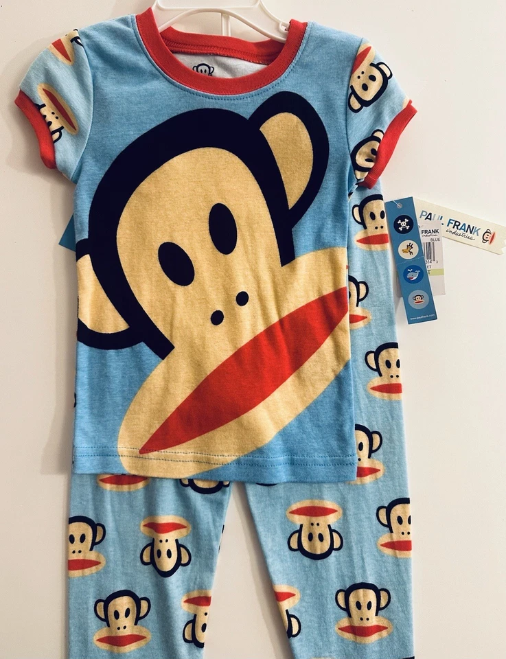 Nuevo con etiquetas Paul Frank Monkey Boys Unisex 4T Lindo 2 piezas Pijama Prendas para dormir 100% Algodón Azul Foto 2 de 4