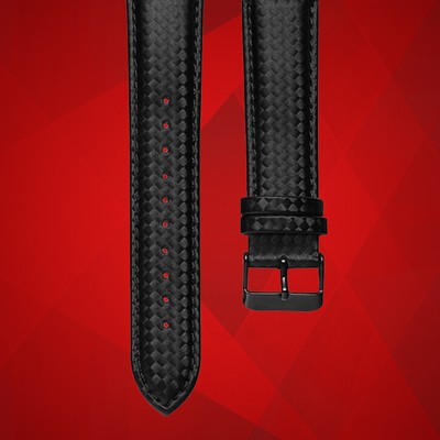 22mm Premium Black Carbon Fiber *US SHIPPING* Leather Watch Strap/Band