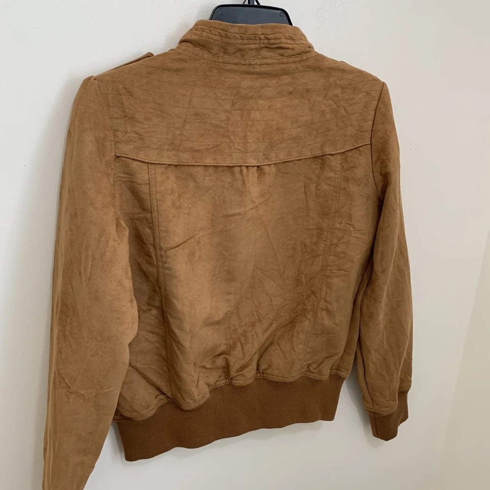 Brave Soul Mujer M Marrón Imitación Cuero Cremallera Moto Chaqueta Bombardero Moto Foto 3 de 4