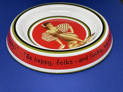 Alter USA Werbe Aschenbecher Schale '' Be Happy Folks And Lucky Go US