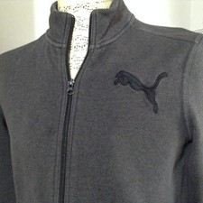 Puma Warm up Jacket Sweatshirt Mens M Gray Zip Up Sports Warm Cell Athletic