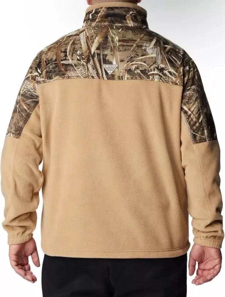 2XL Columbia Men's PHG Fleece Pullover 1/4 Zip Sahara Realtree Edge Hunting Camo - Image 3 of 4