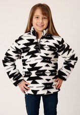 Roper Girls Aztec Polar Black 100 Polyester Fleece Jacket