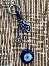 Owl with Blue Evil Eye Amulet Key Chain