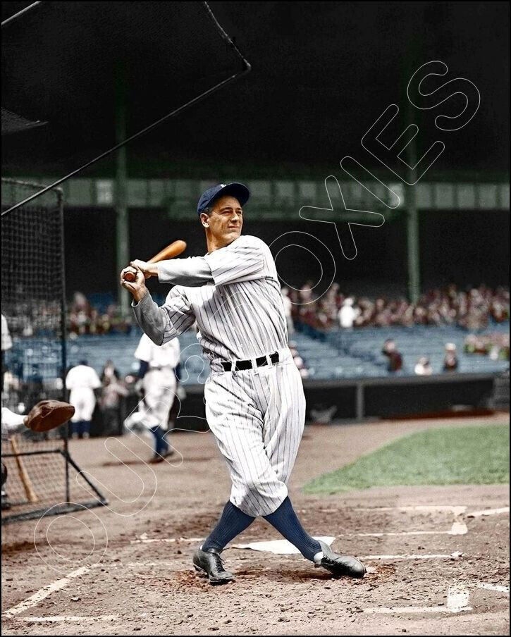 Lou Gehring Yankees Holding Bat Up At Game 8x10 Picture Celebrity Print