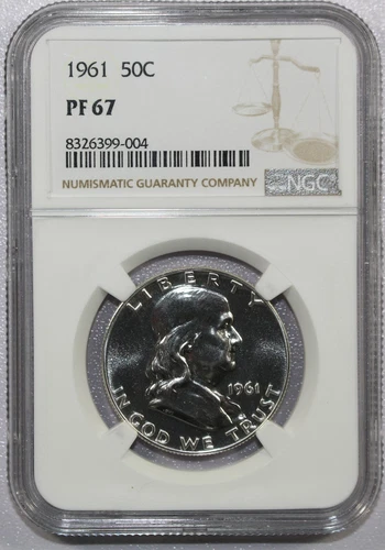 1961 FRANKLIN HALF DOLLAR PROOF PF 67 NGC PQ NO SPOTS! ACTUAL COIN! #469