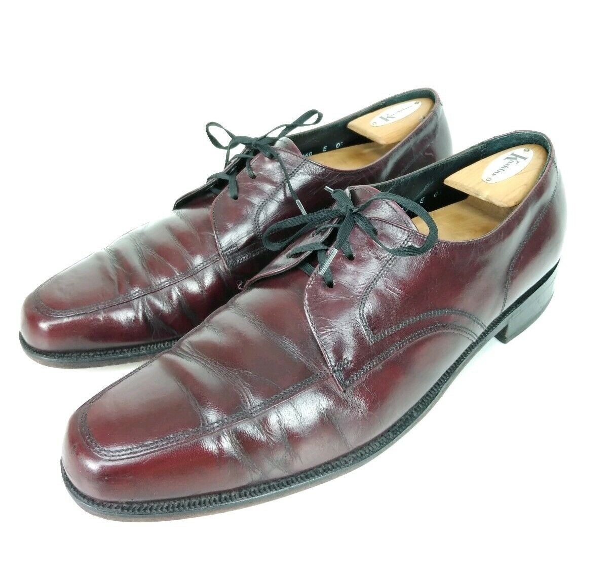 Vintage Florsheim Men\'s Burgundy Leather Apron Toe Oxfords Size 12B Vintage Men Oxblood Burgundy Florsheim Dress Shoe Plain  main image 3