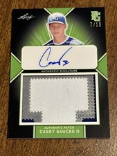 CASEY SAUCKE 2020 Leaf Perfect Game JERSEY PATCH AUTO #7/16 VIRGINIA WHITE SOX