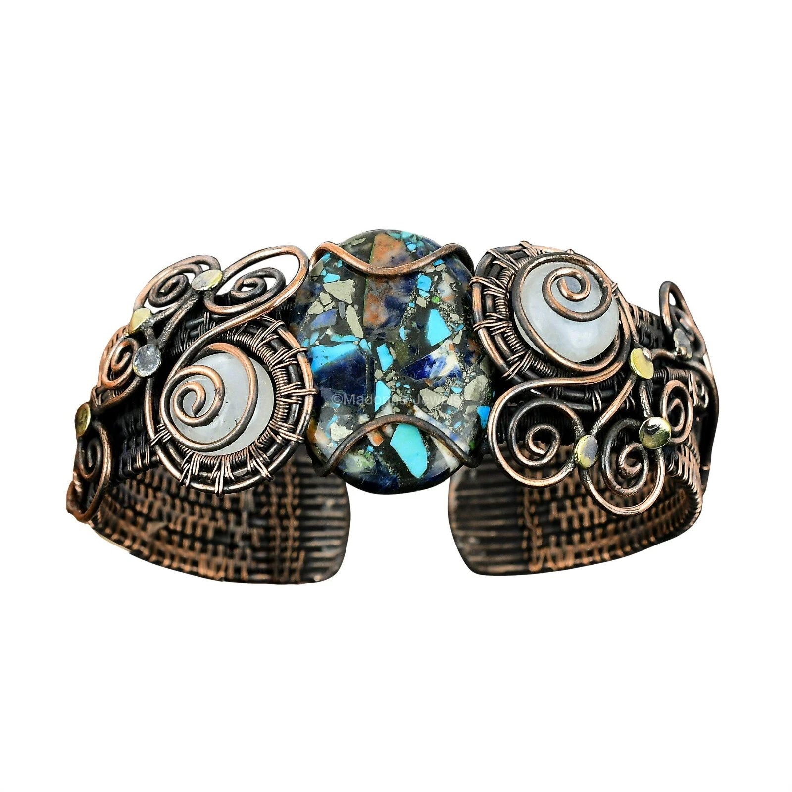 VALENTINO Bracciale Multi Turchese Filo Avvolto Regolabile Artigianale Rame Regalo Unico