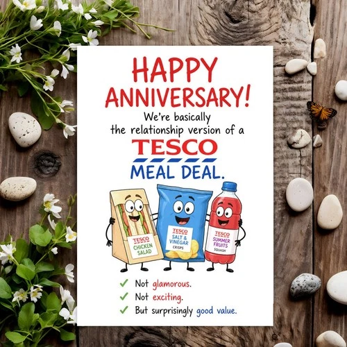 Funny Anniversary Card for Him Her Husband Wife - Meal Deal