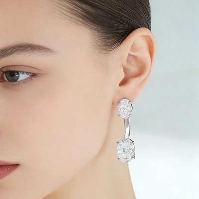 Laborgefertigter Diamant-Testpass 6,0 kt Ovalschliff VVS1/D/Ausgezeichnete Jacke Ohrringe