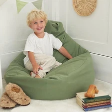 Stuffed Animal Storage Bean Bag Chair Cover for Kids - Easily Turn Sage