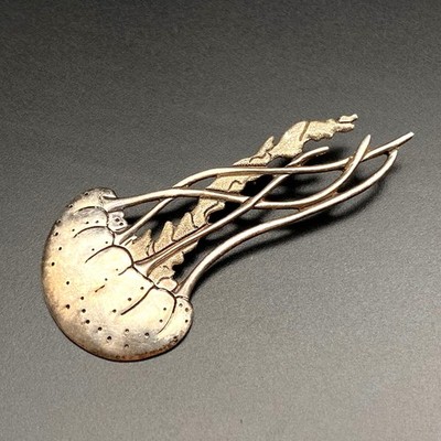 Vintage Southwestern Sea Nettle Jellyfish Sterling Silver Brooch Pin