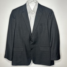 Haggar Classic Fit Men Suit Jacket Blazer 46L Charcoal Gray 2 Button Fully Lined