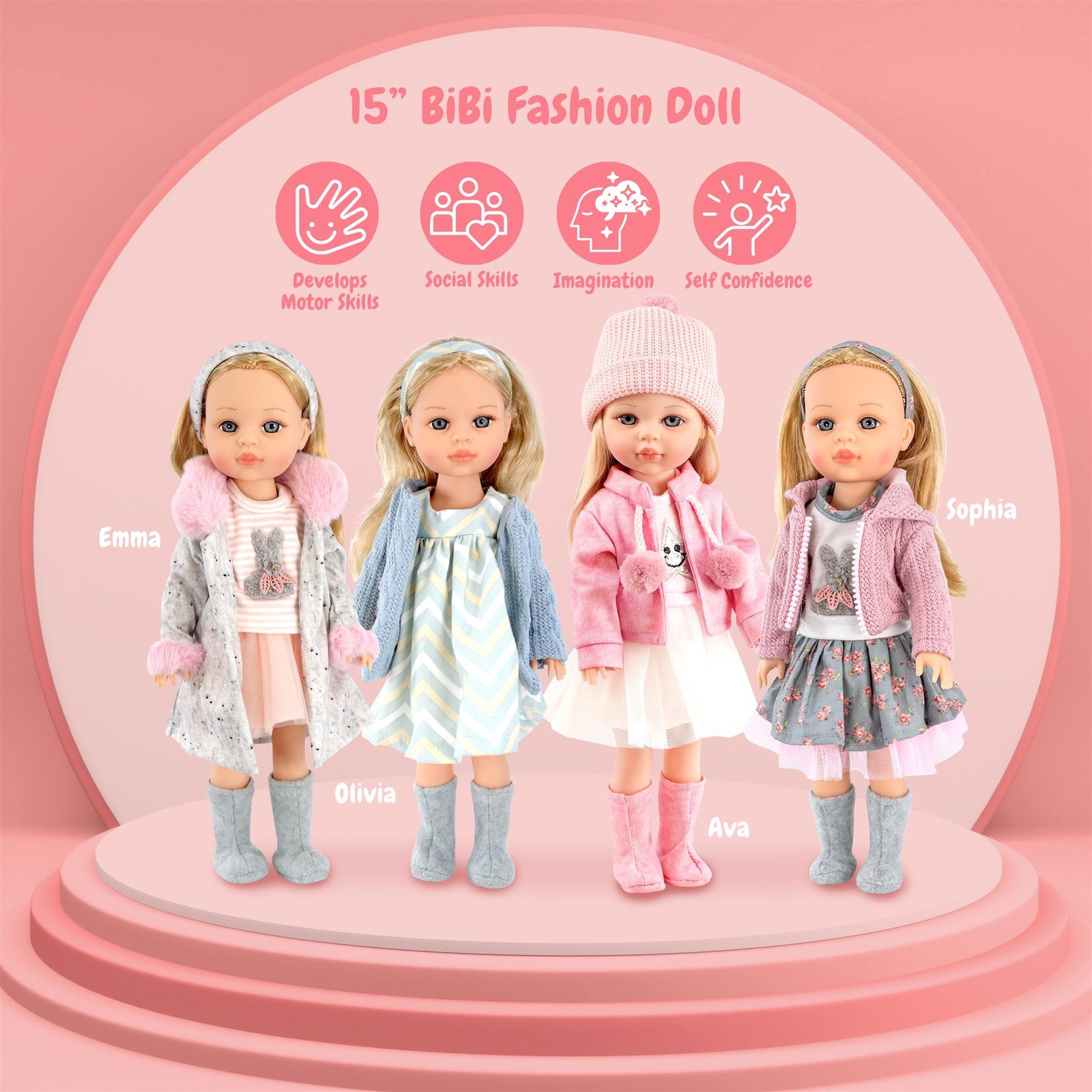 Fashion Emma Baby Doll American Style Play 15" BiBi Doll Movable Styling Hair