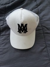 Amiri Trucker Hat Mesh Cap White/Black Embroidered Logo. Okay Condition
