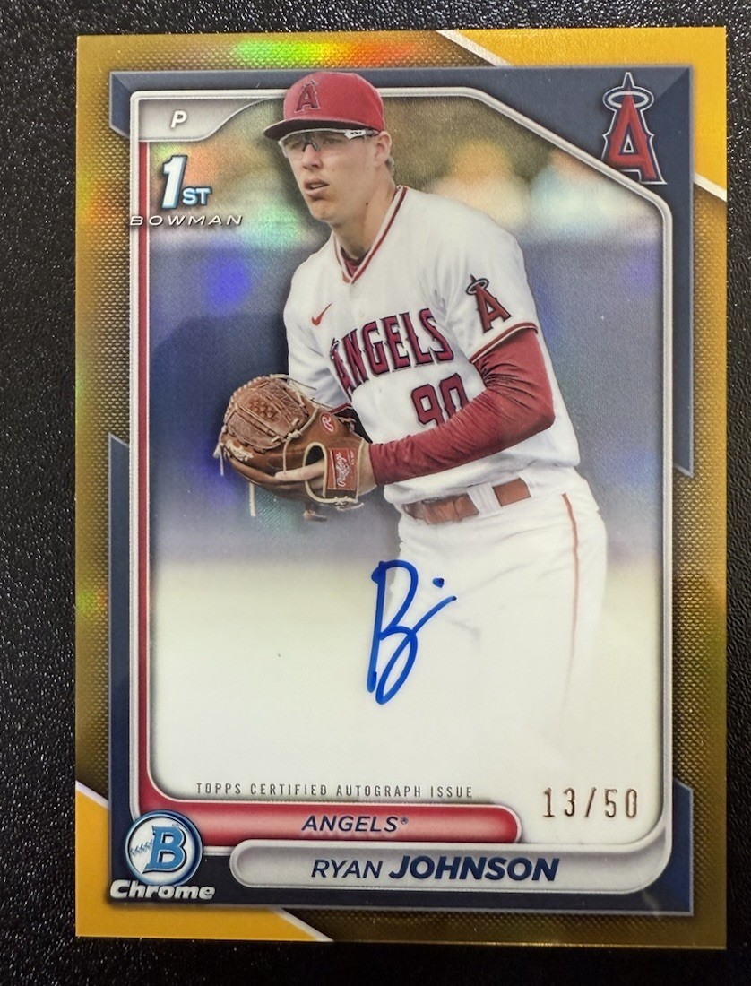2024 Bowman Chrome Ryan Johnson Gold Refractor Autograph #/50 1st Auto Angels