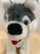 Gray White Husky Dog Wolf With Blue Eyes Plush Stuffed 1986 Chase Inc. 8  EUC